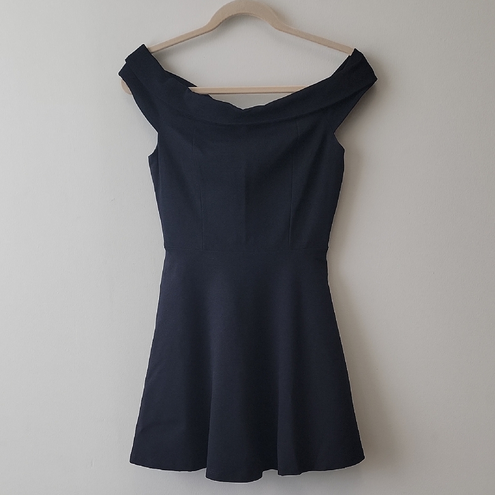 Lulu's Off-Shoulder Mini Fit and Flare Skater Dress